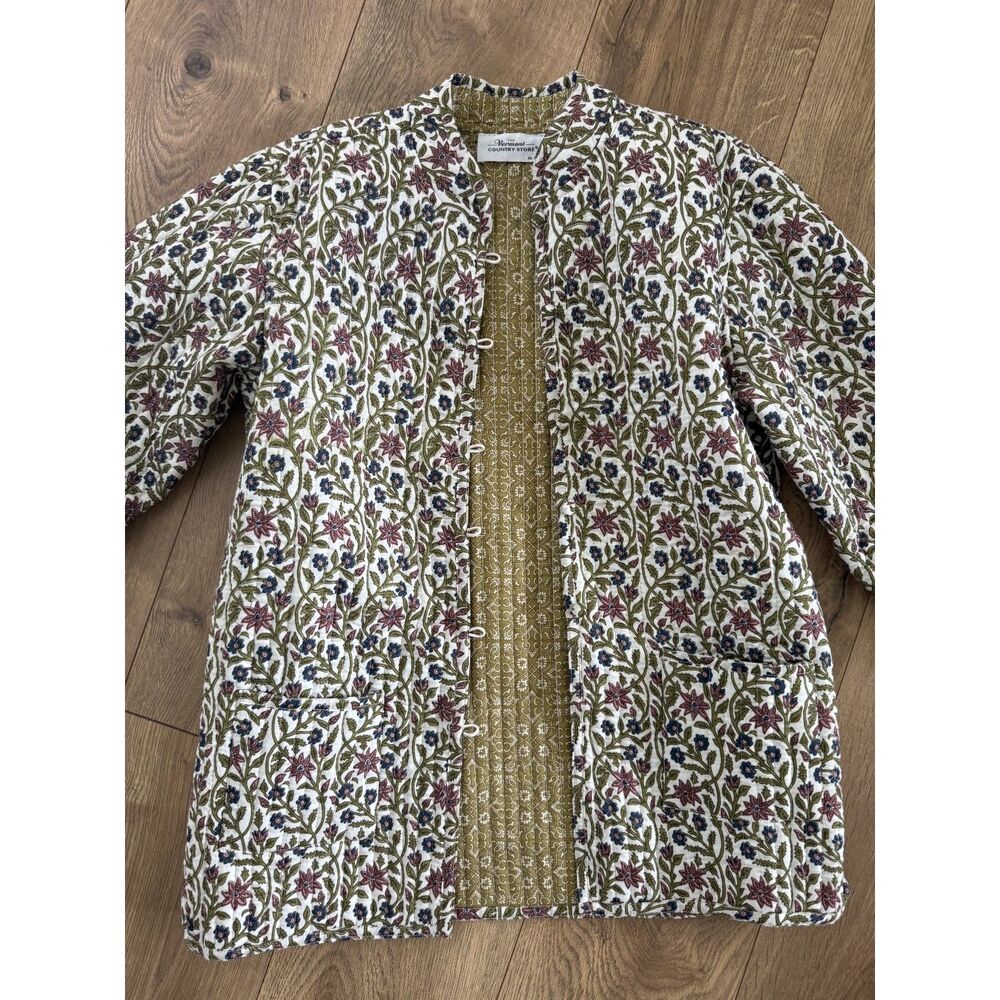 THE VERMONT COUNTRY STORE S quilted cotton floral coat barn jacket reversible - Picture 4 of 10